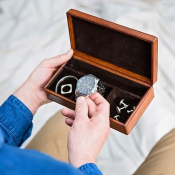Personalised Leather Cufflink Box Two Colours, 5 of 11