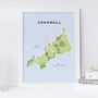 Map Of Cornwall Print, thumbnail 1 of 2