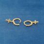 Gold Beaded Cross Hoop Earrings, thumbnail 5 of 7