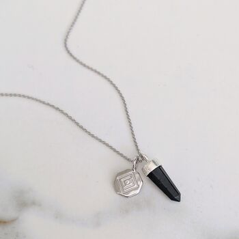 The En Pointe Duo Black Tourmaline Necklace, Silver, 5 of 9