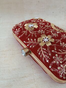 Indian Red Rectangular Clutch Bag, 7 of 10