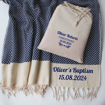 Personalised Cotton Throw Blanket, Baptism Gift, 2 of 12