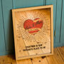 Couples Sunburst Heart Personalised Mirror Print, thumbnail 2 of 6