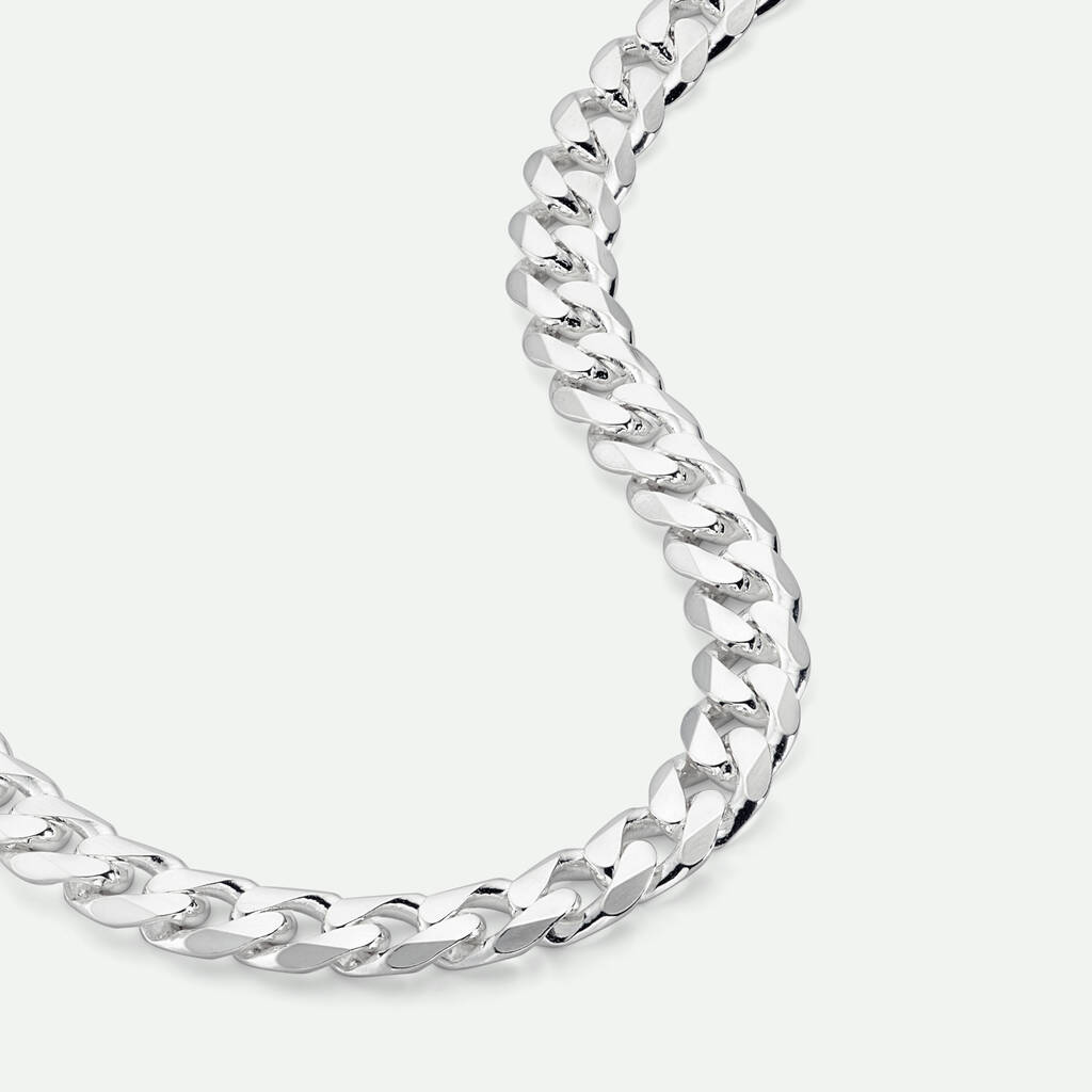 Sterling Silver Curb Chain Necklace 8mm 22 Inches, 1 of 4