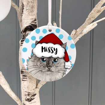 Christmas Personalised Ceramic Cat Decoration, 2 of 6