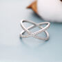 Sterling Silver Cz Cross Ring, thumbnail 1 of 12