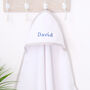 Personalised Baby Hooded Towel With Mink Trim, thumbnail 1 of 8