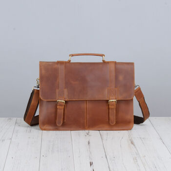 Vegetable Tanned Genuine Leather Laptop Bag, 2 of 12