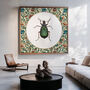 Green Beetle On William Morris Inspired Background, thumbnail 2 of 6