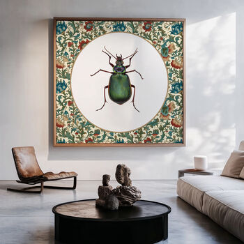 Green Beetle On William Morris Inspired Background, 2 of 6