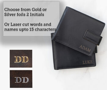 Personalised Mens Black And Brown Leather Wallet Rfid, 8 of 8