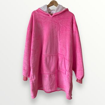 Pink Oversized Plush Hoodie Wearable Blanket, 2 of 3