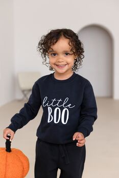 Little Boo Halloween Embroidered Jumper Sweatshirt, 2 of 5