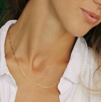 18ct Gold Vermeil Plated Paperclip Link Chain Necklace, 2 of 4