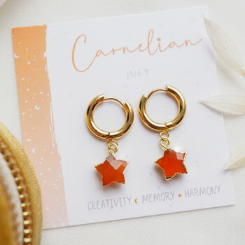 Carnelian Star Hoop Earrings, 3 of 10