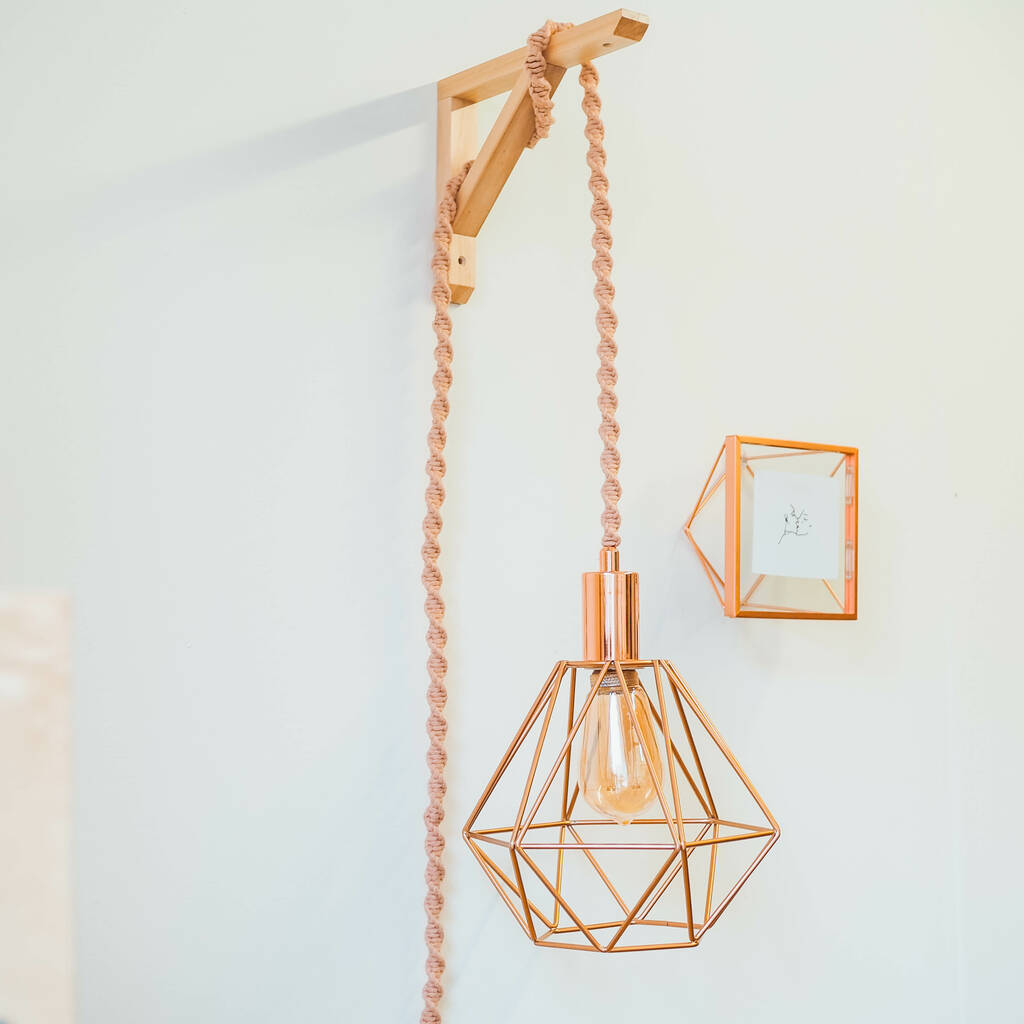 Rose Gold Macrame Accent Lamp, 1 of 11