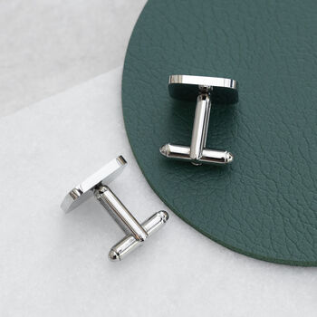 Personalised Men's Silver Tone Square Cufflink With Crystal, 4 of 12