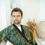 Men's Batik Kimono Robe In Green, thumbnail 7 of 7