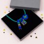 Teal And Blue Mirrored Statement Geometric Necklace, thumbnail 2 of 4