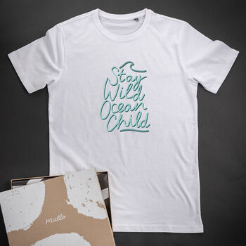 'Stay Wild Ocean Child' Surfer Cotton T Shirt, 2 of 6