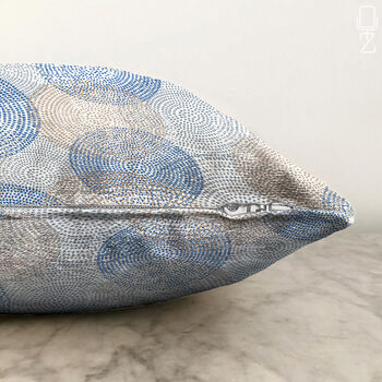 Blue And Beige Cushion Cover With Circular Points, 3 of 4