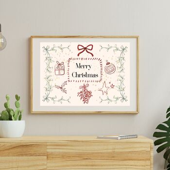A4 Christmas Art Print Merry Christmas, Wall Art, Christmas Gift, Christmas Print, 3 of 5