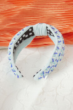 Baby Blue Sprinkle Beaded Twist Knot Headband, 3 of 5