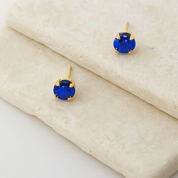 Sapphire Blue Swarovski Crystal Stud Earrings, 5 of 6