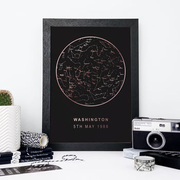 Black And Gold Metallic Map Of The Stars Print, 2 of 7