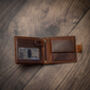 Personalised Brown Leather Wallet Trifold Rfid, thumbnail 6 of 12