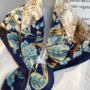 Floral Flower Yellow And Blue Scarf, thumbnail 1 of 6