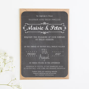 Chalkboard Wedding Invitations By Norma Dorothy Notonthehighstreet Chalkboard Wedding Invitations