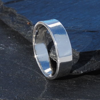 9ct White Gold Wide Flat Wedding Band, 2 of 2