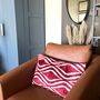 Oblong Velvet Ikat Cushion Red Decoration, thumbnail 6 of 8