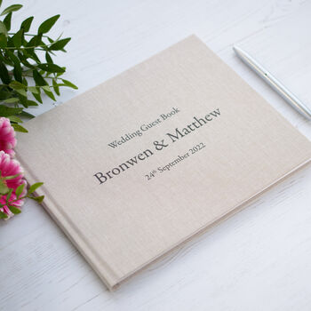 Personalised Simple Text Design Wedding Guest Book, 2 of 4