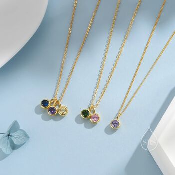 Sterling Silver Solid Sterling Silver Family Birthstone Necklace, 8 of 12