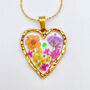 Real Pastel Colour Flowers Heart Pendant Necklace Hand Made, thumbnail 1 of 7