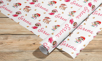 Elf Girl Personalised Christmas Wrapping Paper 682, 4 of 4