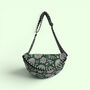 Cross Body Sling Bag | Green And White Block Print Floral Cotton, thumbnail 4 of 4