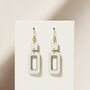Cream And Green Rectangle Earrings, thumbnail 3 of 7