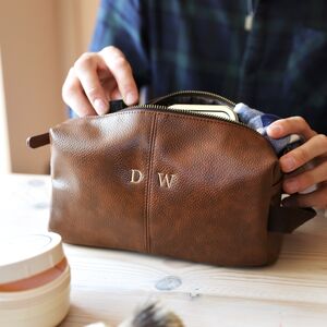 Brown Leather Men's Toiletry Bag - Eve's Gifts