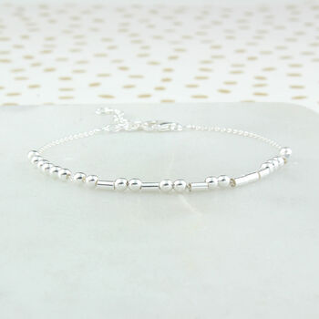 Sister Love Sterling Silver Morse Code Chain Bracelet, 7 of 10