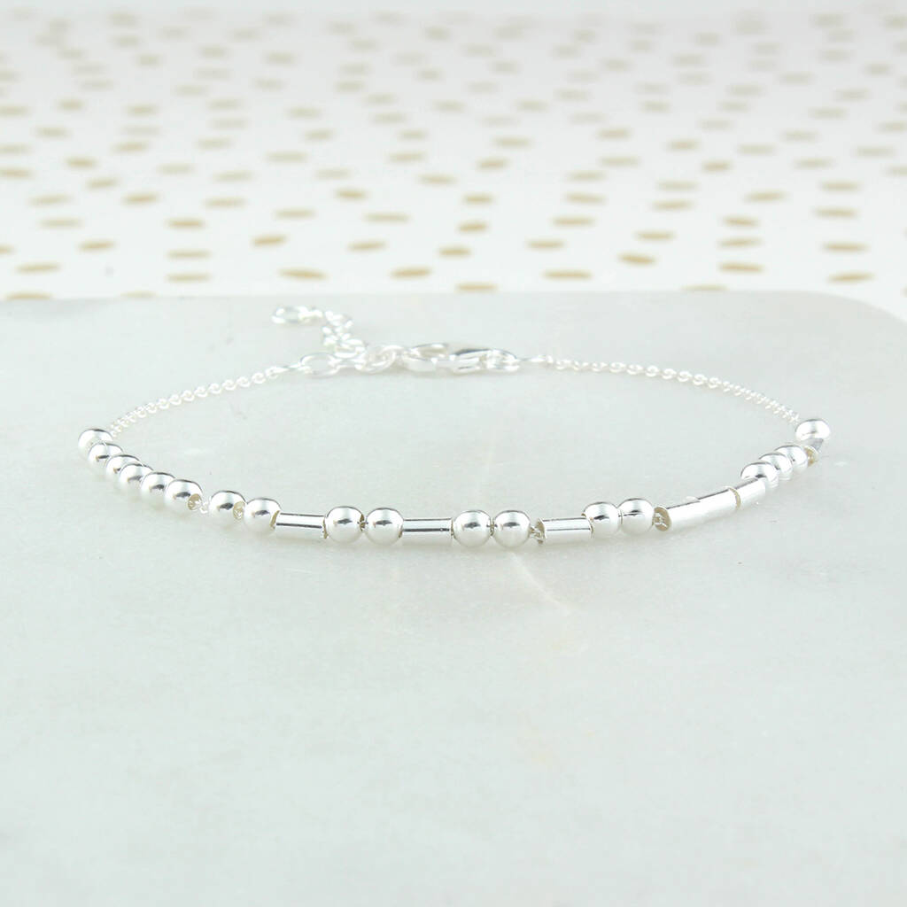 Sister Love Sterling Silver Morse Code Chain Bracelet By Charlie Boots