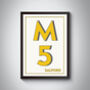 M5 Manchester Typography Postcode Print, thumbnail 2 of 10