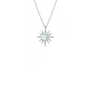 White Opal Sun Sterling Silver Necklace, 8 of 9