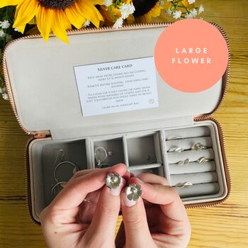Flower Studs In Sterling Silver, 3 of 9