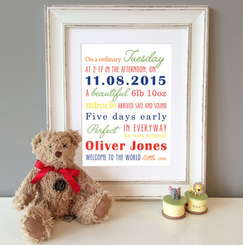 Personalised Baby Birth Details Print, 2 of 11