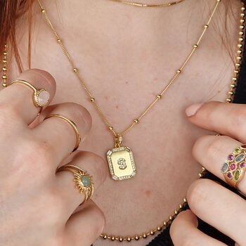 Sparkling Gold Vermeil Initial Pendant Necklace, 2 of 8