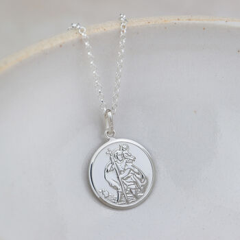 Sterling Silver Large St Christopher Pendant, 2 of 4