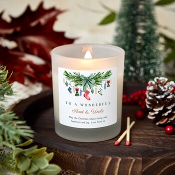 Merry Christmas To A Wonderful Auntie And Uncle Personalised Candle Gift, 5 of 8